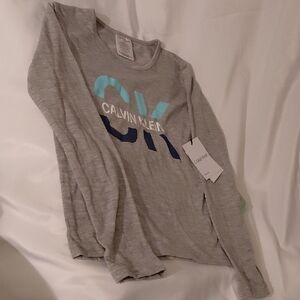 Calvin Klein Light Gray Logo Tee Sz 7/8